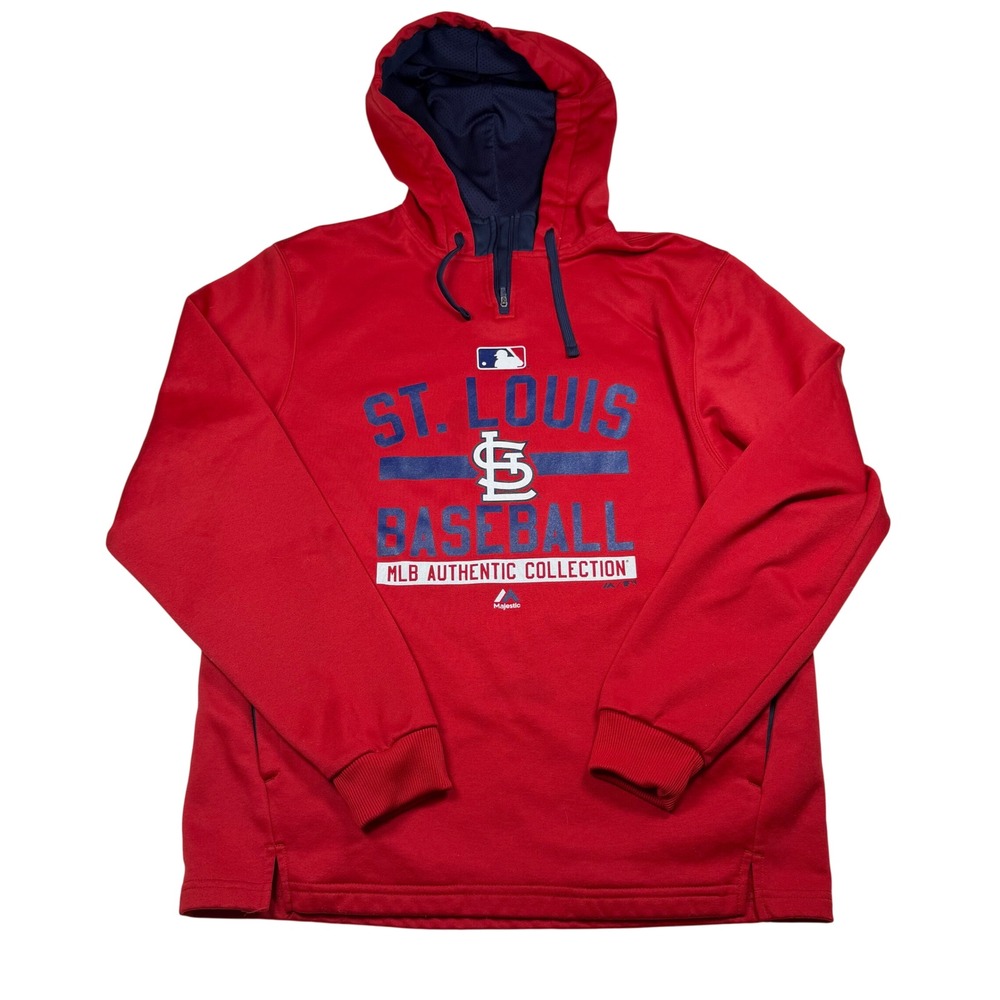 Majestic St Louis Cardinals Hoodie Mens Medium M Red‎ Therma Base MLB Baseball